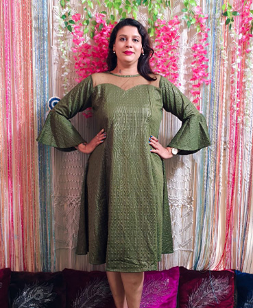 PARTY WEAR Self embossed Midi Dress