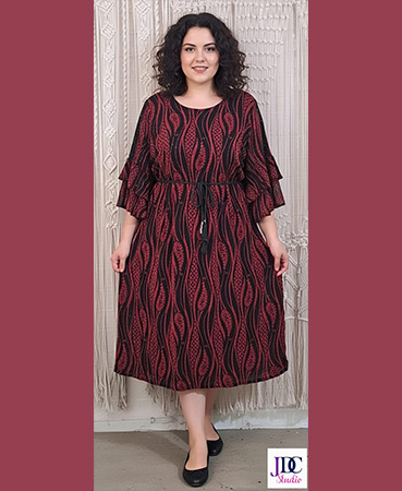 PARTY WEAR Double frill Sleeves Middi DRESS